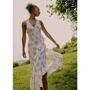 Free People Stop and Stare Ivory White Floral Maxi Slip Dress Ivory – Size XS